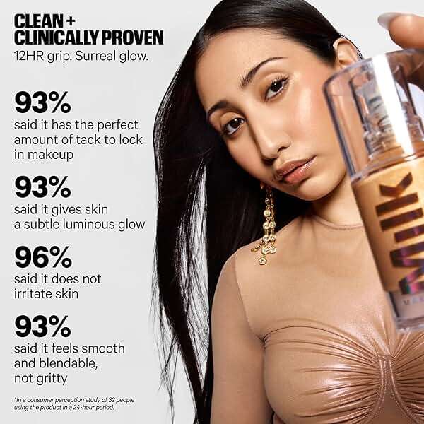 Milk Makeup Hydro Grip + Glow Primer with Hyaluronic Acid – Illuminating Face Primer Grips Makeup for Up to 12 Hours – Silicone-Free, Hydrating Formula with Radiant, Golden Finish – 1 oz - Image 3
