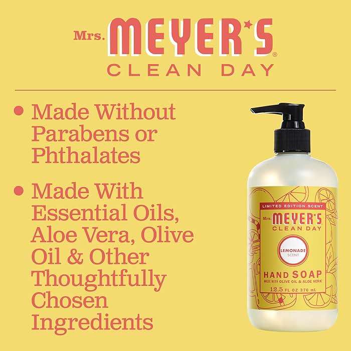Mrs. MEYER'S CLEAN DAY Hand Soap, Lemonade Scent, 12.5 Fl Oz Bottle - Image 4
