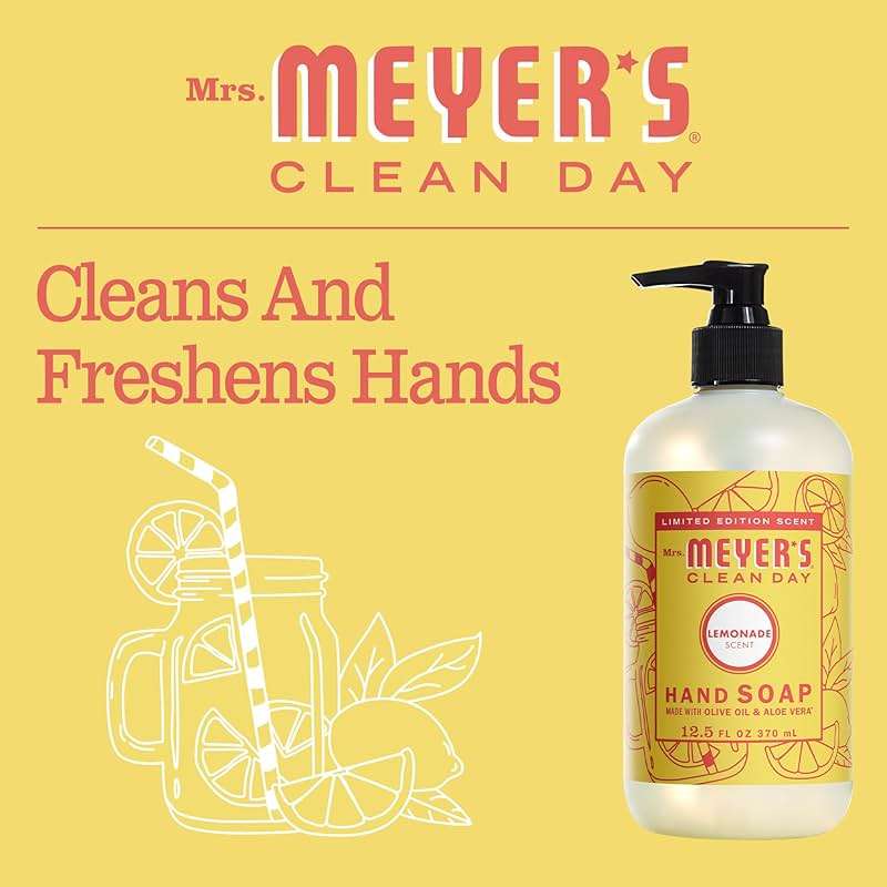 Mrs. MEYER'S CLEAN DAY Hand Soap, Lemonade Scent, 12.5 Fl Oz Bottle - Image 5