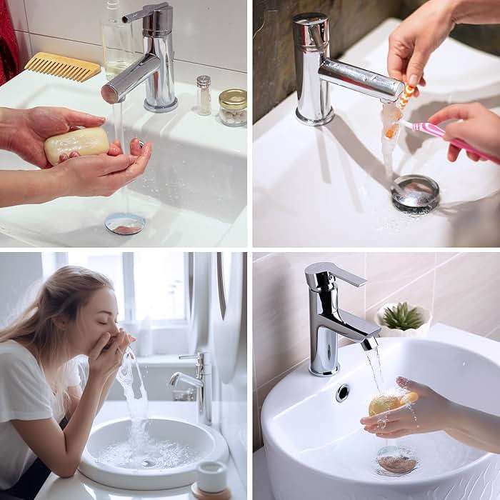 Hibbent All Metal 2 in 1 Bathroom Sink Stopper, Universal Pop Up Drain Strainer, Brass Bullet Core Push Type Sink Stopper for 1.1''~2.3'' Basin, Big Push Button, Anti Clogging Drain Filter, Chrome - Image 9
