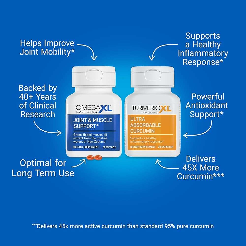 OmegaXL Powerful Joint and Muscle Support Supplement 60 Count (2 Pack) & TurmericXL (30 Count) - Image 3