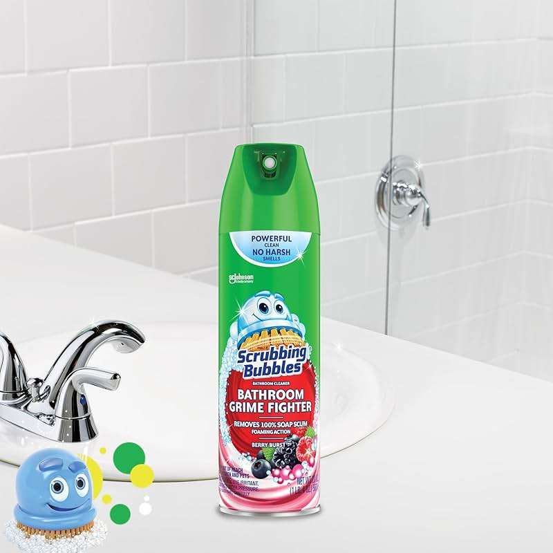 Scrubbing Bubbles Bathroom and Shower Cleaner Aerosol, Foaming Action Bathroom Grime Fighter Removing Soap Scum, Berry Burst Scent, 20oz - Image 4