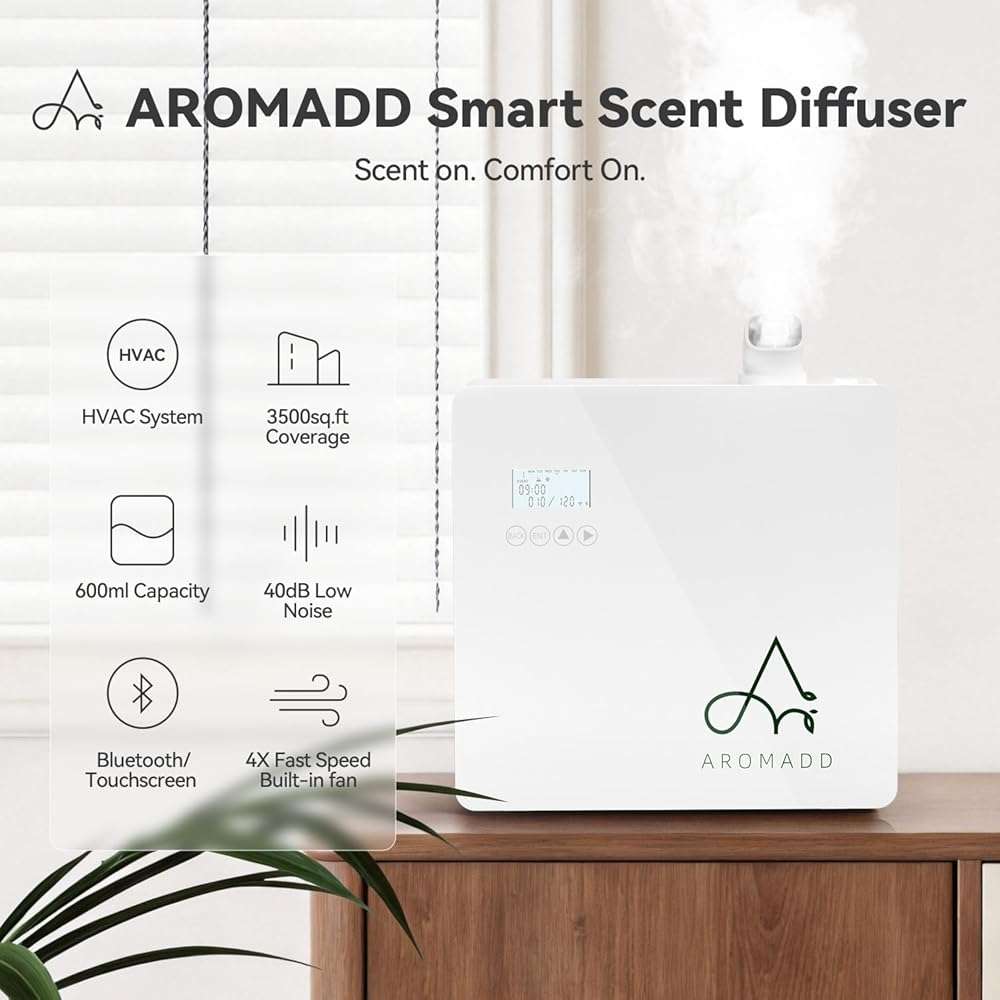 2025 Upgraded 3500 Sq.Ft Smart Scent Diffuser - HVAC System, Whole House Aroma & Hotel Collection Diffuser, Waterless Essential Oil Diffuser for Home Large Room, Cold Air Tech, 600mL (Pure White) - Image 2