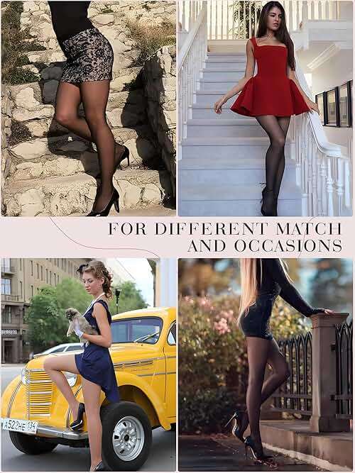 HONENNA Sheer Tights for Women 2 Pairs Ultra Thin Reinforced T Crotch Control Top Pantyhose Stockings - Image 5