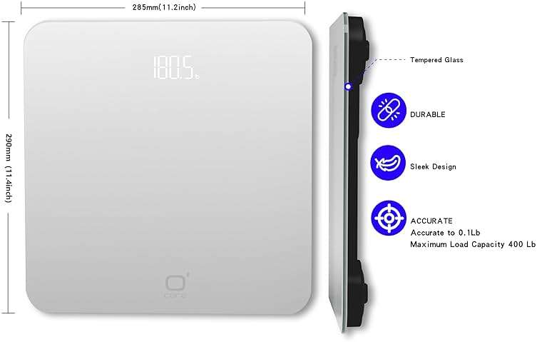 O'CARE Digital Bathroom Scale,Highly Accurate Body Weight Scale,Large Clear LED Display, Differential Display, Including 4*AAA Battery, Measures Weight up to 400LB - Image 3