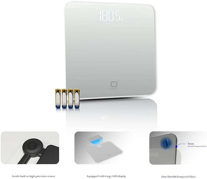 O'CARE Digital Bathroom Scale,Highly Accurate Body Weight Scale,Large Clear LED Display, Differential Display, Including 4*AAA Battery, Measures Weight up to 400LB - Image 4