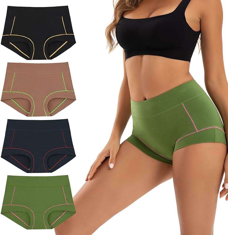 INNERSY Women's Cotton Boyshorts Underwear Soft Moisture Wicking Boxer Briefs 4-Pack - Image 1