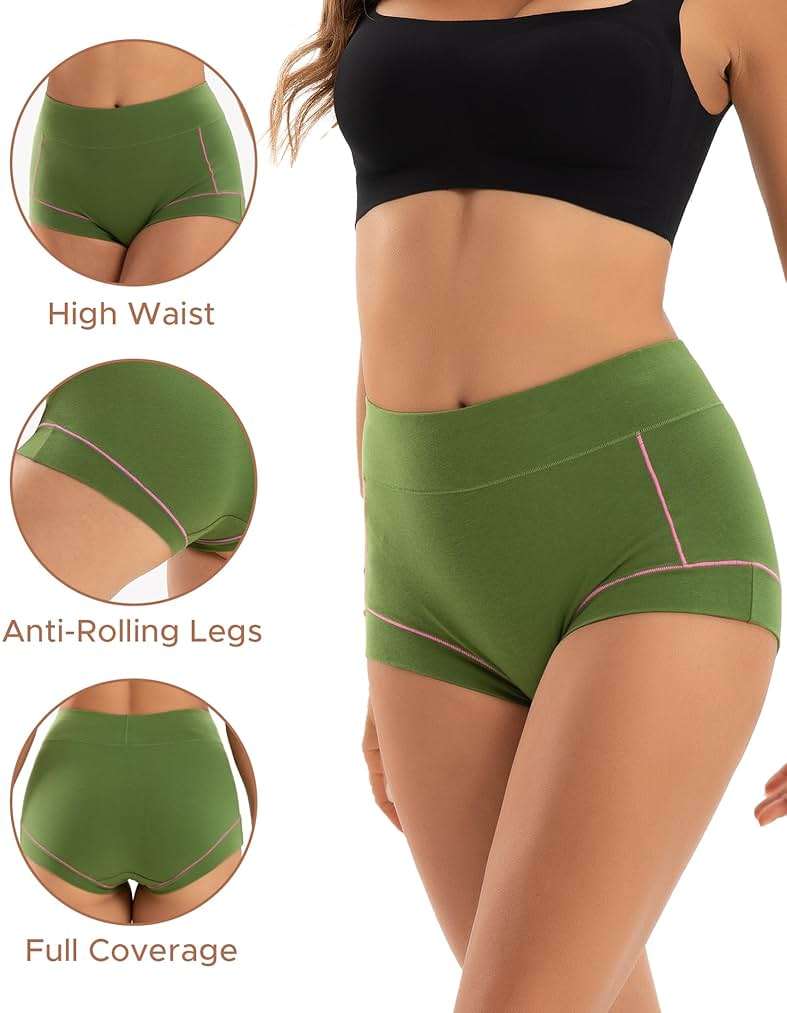 INNERSY Women's Cotton Boyshorts Underwear Soft Moisture Wicking Boxer Briefs 4-Pack - Image 2