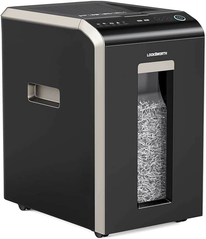 Locksworth-200-sheet Micro-Cut Paper Shredder, P-5 High Security Shredders for Home Office Heavy Duty, Document Shredder, Home Office Heavy Duty Shredder, 8.5 Gallon Capacity - Image 1