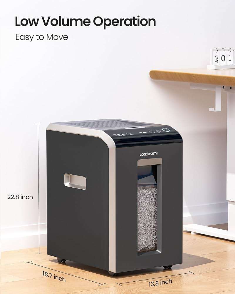 Locksworth-200-sheet Micro-Cut Paper Shredder, P-5 High Security Shredders for Home Office Heavy Duty, Document Shredder, Home Office Heavy Duty Shredder, 8.5 Gallon Capacity - Image 2