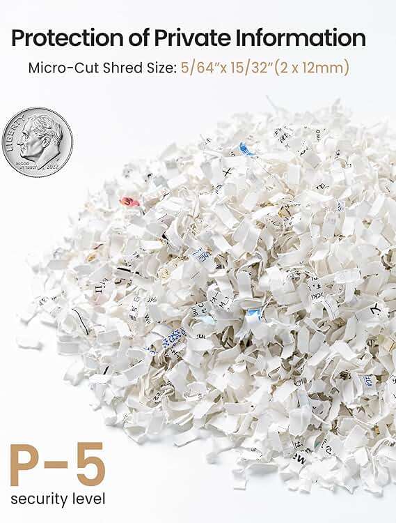 Locksworth-200-sheet Micro-Cut Paper Shredder, P-5 High Security Shredders for Home Office Heavy Duty, Document Shredder, Home Office Heavy Duty Shredder, 8.5 Gallon Capacity - Image 4