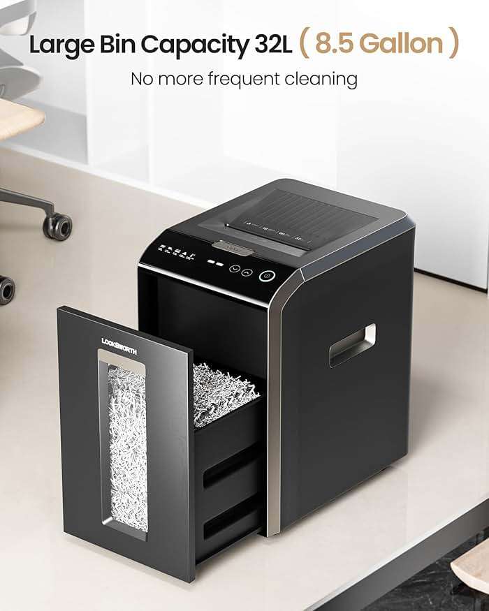 Locksworth-200-sheet Micro-Cut Paper Shredder, P-5 High Security Shredders for Home Office Heavy Duty, Document Shredder, Home Office Heavy Duty Shredder, 8.5 Gallon Capacity - Image 5