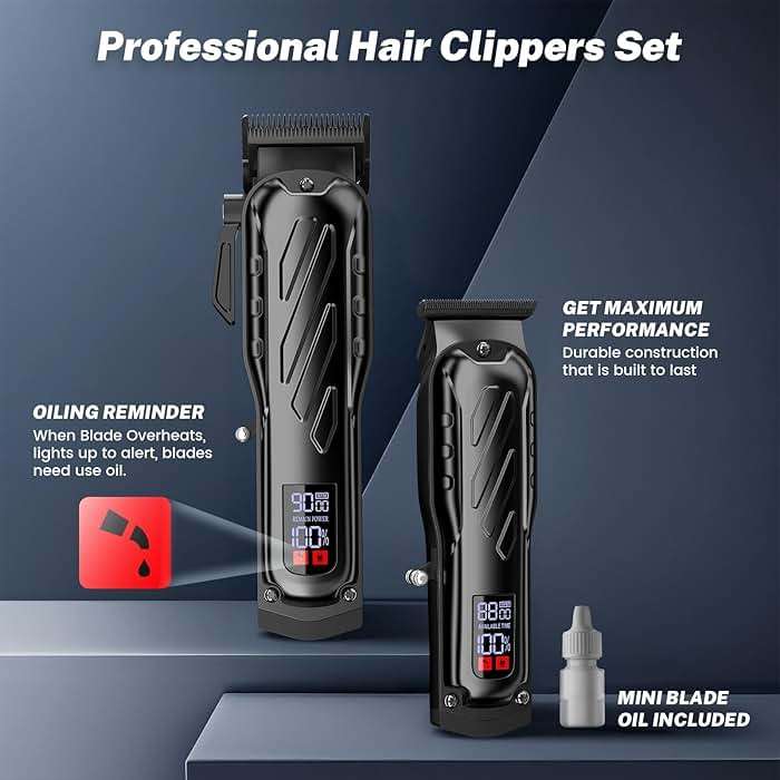 Brightup Barber Hair Clippers [Brushless 9000RPM & Cordless] for Men, Professional Clippers & Trimmers Set with USB-C Charging Stand, Hair Tools Cutting Kit with LCD Display, Gift for Men - Image 7