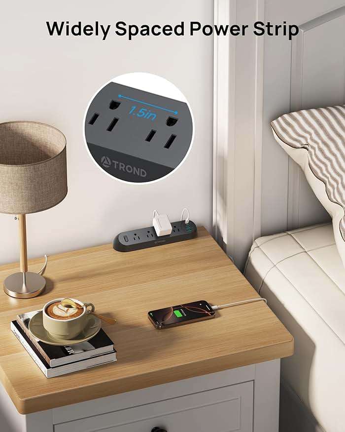 TROND Desk Clamp Power Strip USB C PD 20W- Surge Protector with 4 AC Outlets 4 USB Ports, Flat Plug 6ft Extension Cord, 1700J, ETL Listed, Fits 1.97 in Tabletop Edge, for Home Office Desk Accessories - Image 8
