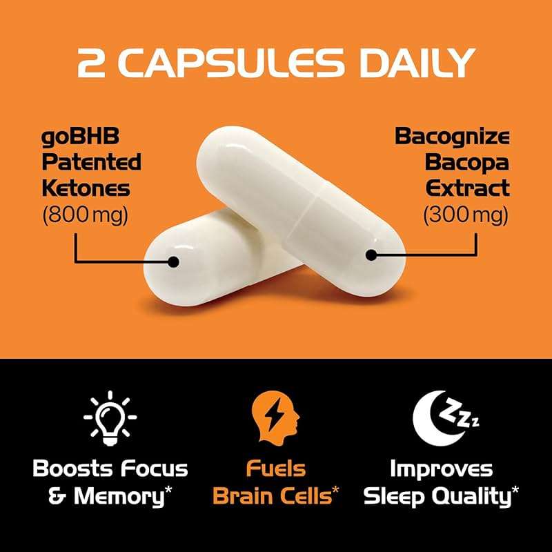 Brain Booster Supplement for Focus - Clinically Validated Nootropics Brain Support Supplement with Bacopa Monnieri Extract & Patented goBHB for Cognitive Support - 3rd Party Tested (30 Servings) - Image 3