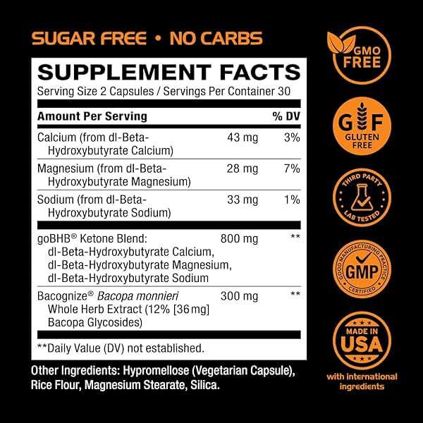 Brain Booster Supplement for Focus - Clinically Validated Nootropics Brain Support Supplement with Bacopa Monnieri Extract & Patented goBHB for Cognitive Support - 3rd Party Tested (30 Servings) - Image 6