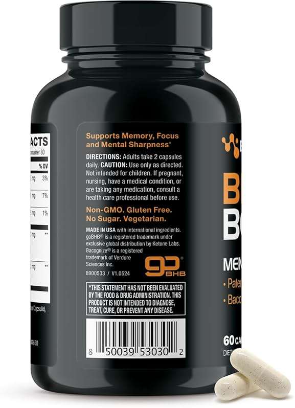 Brain Booster Supplement for Focus - Clinically Validated Nootropics Brain Support Supplement with Bacopa Monnieri Extract & Patented goBHB for Cognitive Support - 3rd Party Tested (30 Servings) - Image 7