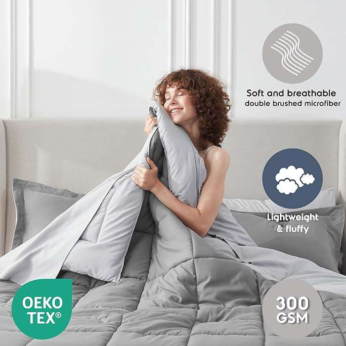 Nestl 7 Piece Queen Comforter Set – Grey Reversible Bed in a Bag – Complete Queen Size Bedding Set with Sheets, Pillowcases and Shams - Image 3