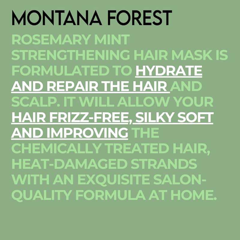 MONTANA FOREST Rosemary Mint Strengthening Hair Mask - 12.84 fl oz | Botanical Infused Hair Treatment for Dry, Damaged | Natural Hair Care with Rosemary & Mint for Deep Conditioning and Vitality - Image 4