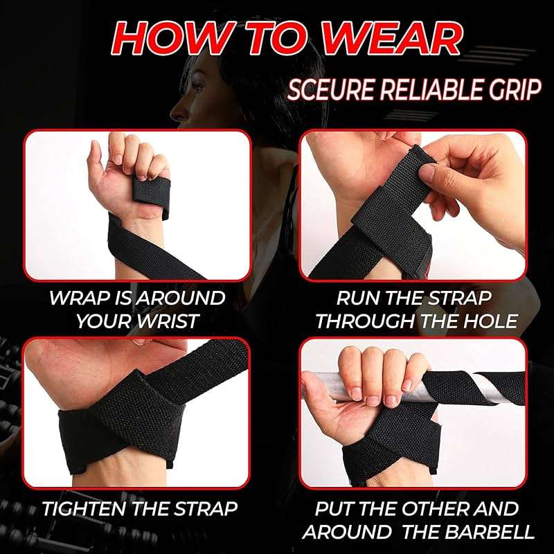 FIGHTSENSE Lifting straps for weightlifting, Gym wrist straps for men women, Neoprene Padded Cotton Weightlifting Straps for Bodybuilding, Powerlifting, Deadlifting and strength training - Image 3