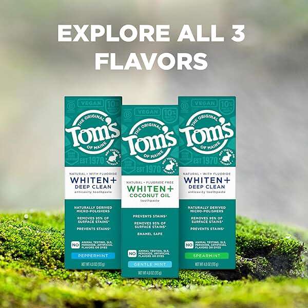 Tom's of Maine Whiten Plus Deep Clean Whitening Toothpaste, Natural Whitening Toothpaste with Plant-Based Cleansers, Enamel Safe Formula, Whitens Without Causing Sensitivity, Spearmint, 4.0 Oz - Image 4