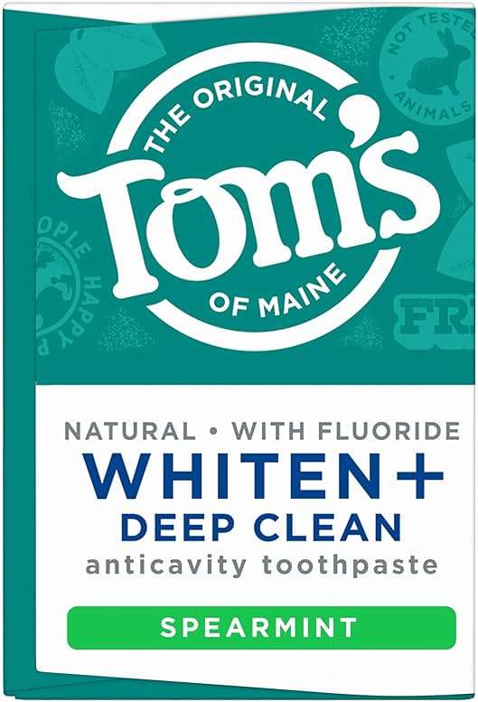 Tom's of Maine Whiten Plus Deep Clean Whitening Toothpaste, Natural Whitening Toothpaste with Plant-Based Cleansers, Enamel Safe Formula, Whitens Without Causing Sensitivity, Spearmint, 4.0 Oz - Image 7