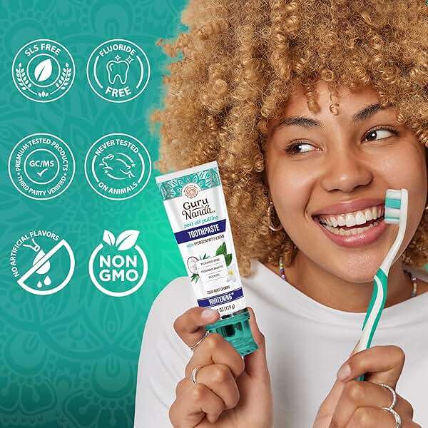 GuruNanda Hydroxyapatite Toothpaste for Whitening with Neem & Xylitol, SLS & Fluoride Free Formula with Tongue Scraper & Squeezer - Freshens Breath, Fights Plaque - Natural CocoMint Jasmine, 4.2oz - Image 6