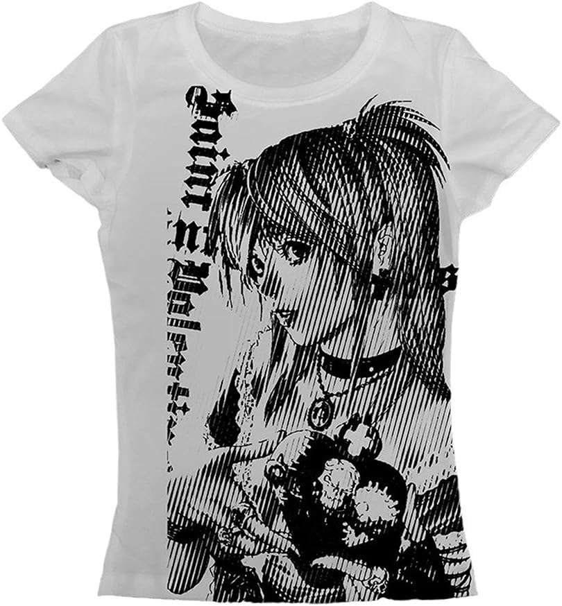 Graphic Tees Y2k Baby Tee Teens 2000s Vintage T Shirts Emo Grunge Printed Summer Crop Tops 2024 - Image 1