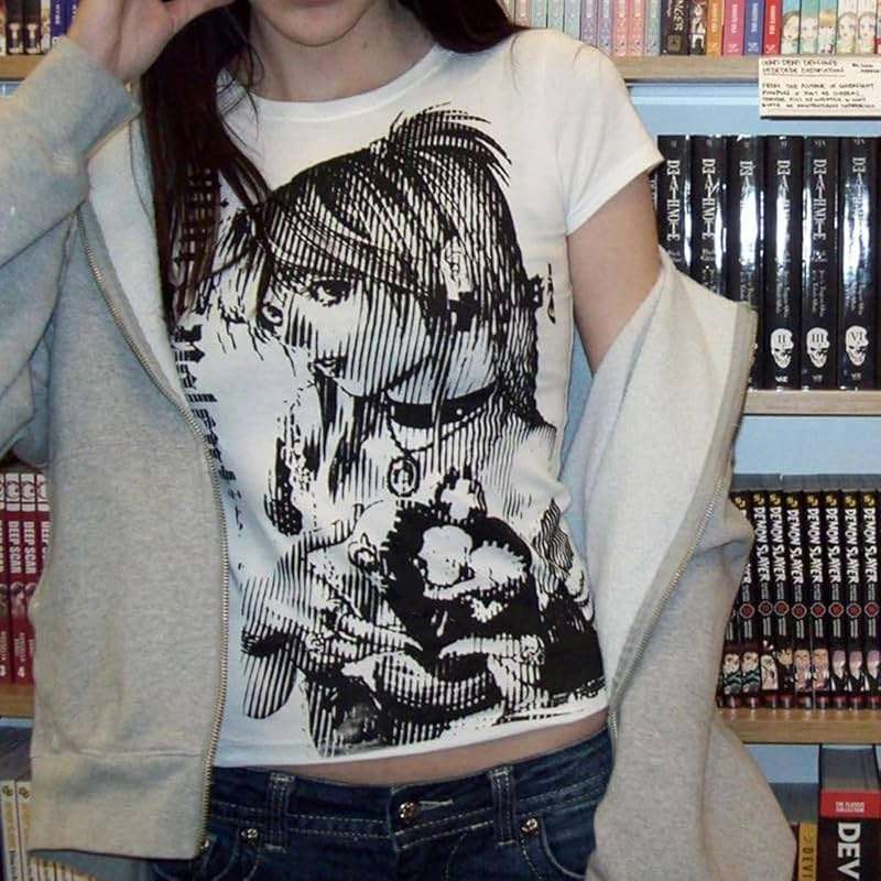 Graphic Tees Y2k Baby Tee Teens 2000s Vintage T Shirts Emo Grunge Printed Summer Crop Tops 2024 - Image 3