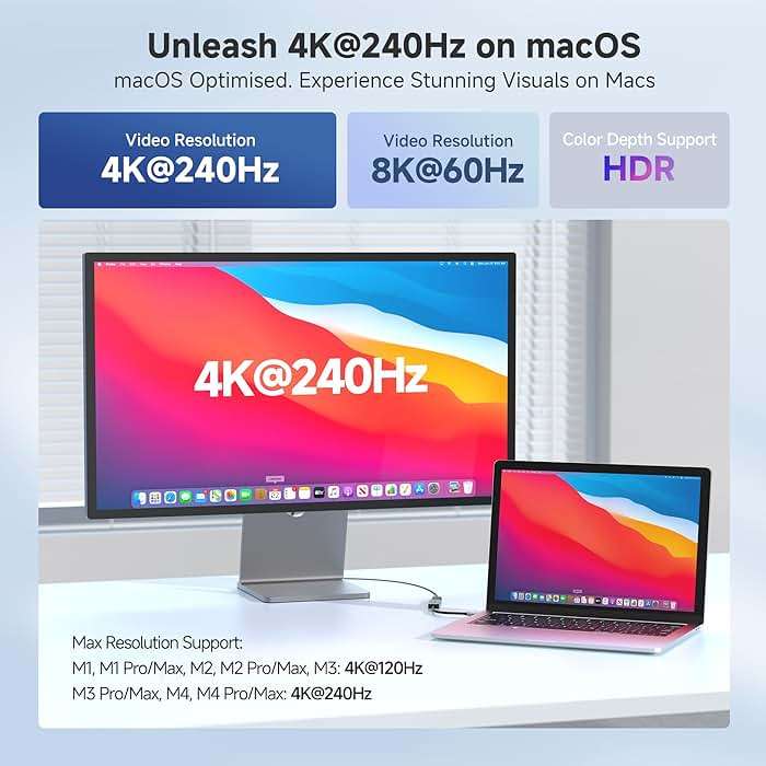 Cable Matters 48Gbps Unidirectional USB C to HDMI 2.1 Adapter for macOS, Supports 8K@60Hz / 4K@240Hz HDR, Thunderbolt 5 to HDMI Adapter, No Firmware Update Needed - Image 2