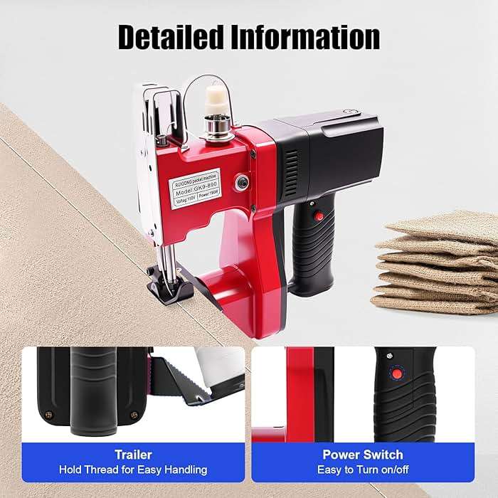 Portable Electric Sewing Machine, Leather Canvas Sewing Machine Industrial Bag Stitching Closer 110V Stitching Tool for Chemical Industry Clothing Chemical Home Textile - Image 8