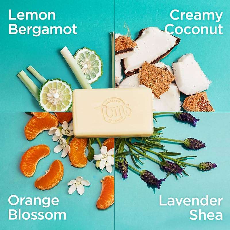 Tom’s of Maine Natural Bar Soap Variety Pack, Lavender & Shea, Creamy Coconut, Orange Blossom, Lemon Bergamot, Dermatologically Tested, Paraben Free, Vegan, 4 Count - Image 2