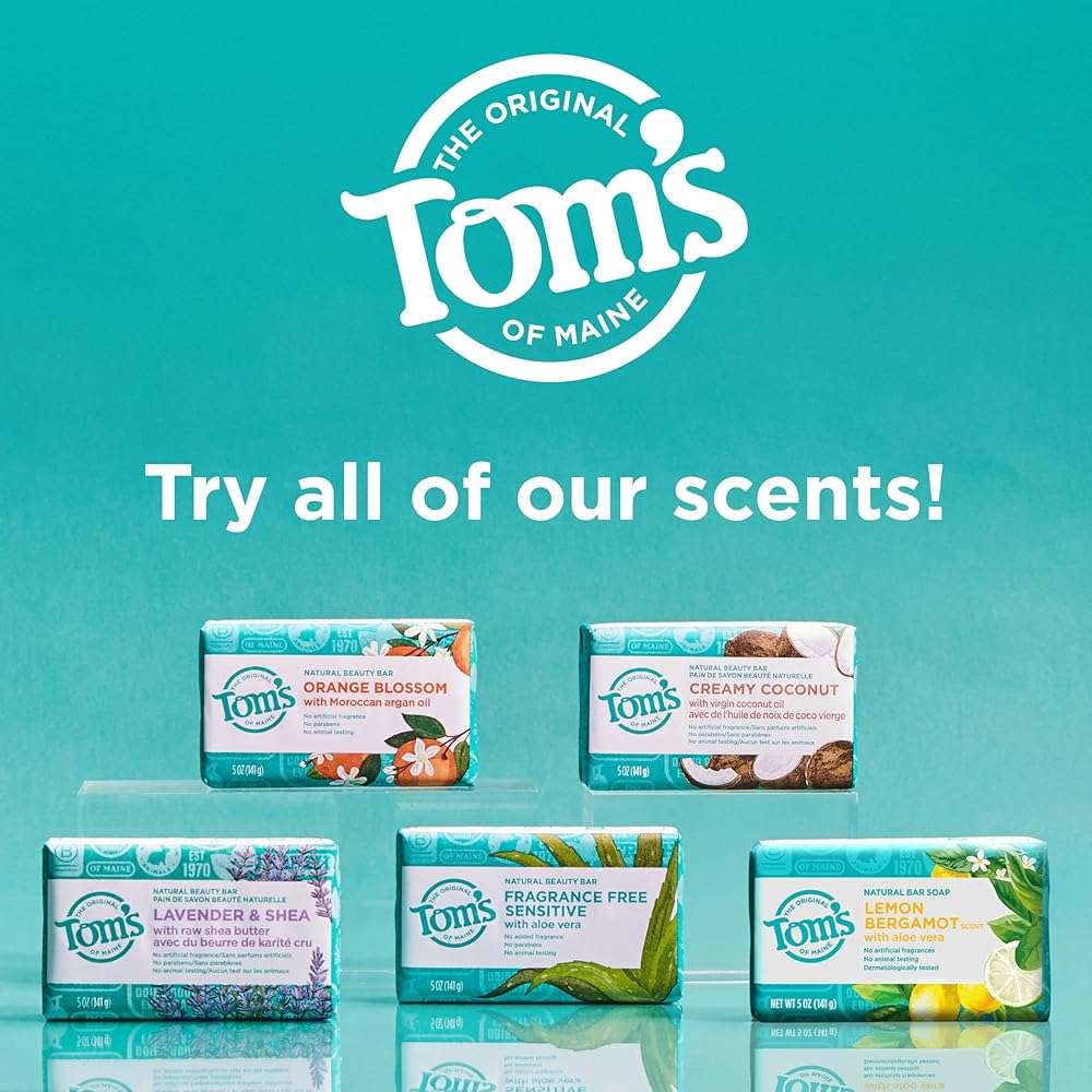 Tom’s of Maine Natural Bar Soap Variety Pack, Lavender & Shea, Creamy Coconut, Orange Blossom, Lemon Bergamot, Dermatologically Tested, Paraben Free, Vegan, 4 Count - Image 7