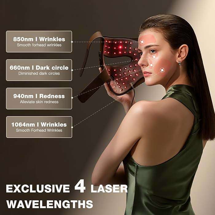JOVS 4D Laser Light Therapy Mask - Red Light Therapy for Face, Led Face Mask Light Therapy, 6x Powerful More Than LED, FPT Technology, 4 Wavelengths, Anti-Aging, Gift for Women Mom Wife - Image 3