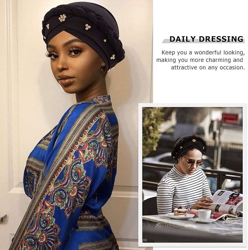 African Women Turban Caps Pre-Tied Twisted Turbans Head Scarf for Women Hair Wraps Cover Beanie Cancer Chemo Headwear - Image 4