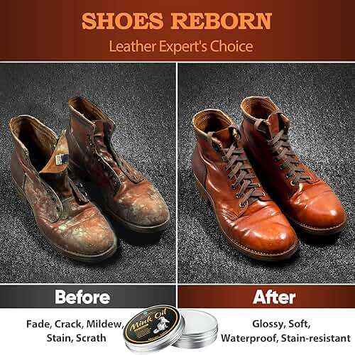 Feilove 4-in-1 Mink Oil Leather Conditioner and Cleaner 3.52 oz - Premium Waterproof Formula for Boots and Shoes - Image 2