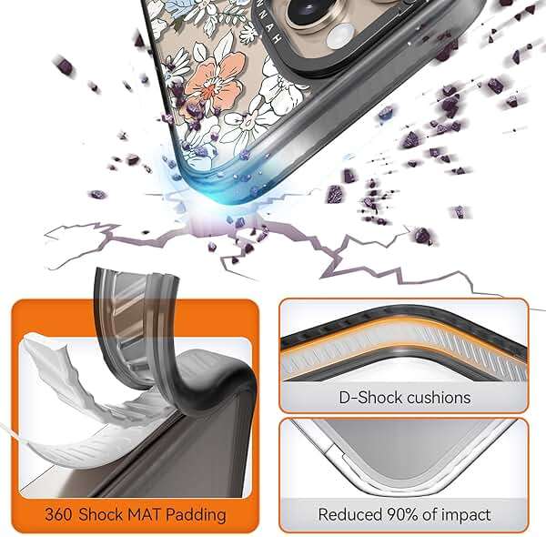 Rosarnnah Compatible for iPhone 16 Pro case Cute - Durable Shockproof 6.6 ft Drop Impact Phone Case - Black Funny Lovely Flower Design for iPhone 16 Pro 6.3" - Image 2