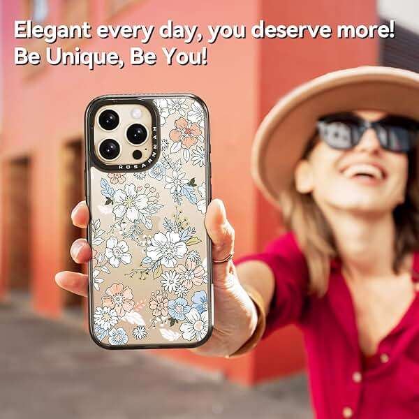 Rosarnnah Compatible for iPhone 16 Pro case Cute - Durable Shockproof 6.6 ft Drop Impact Phone Case - Black Funny Lovely Flower Design for iPhone 16 Pro 6.3" - Image 6