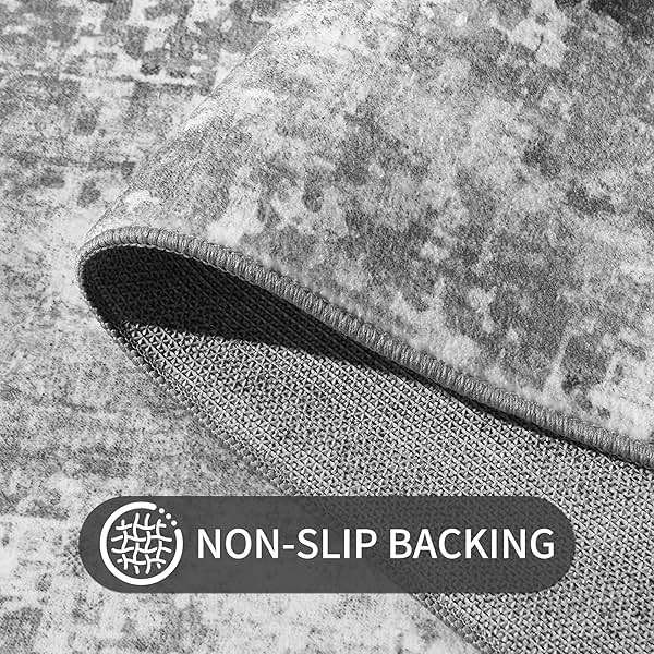 Ompaa 2x6 Rug Runners for Hallways Kitchen Runner Rug Non Slip Washable Grey Long Runner Rugs with Rubber Backing Soft Abstract Carpet Runner for Hallways, Kitchen, Bedroom, Bathroom, Entryway - Image 5