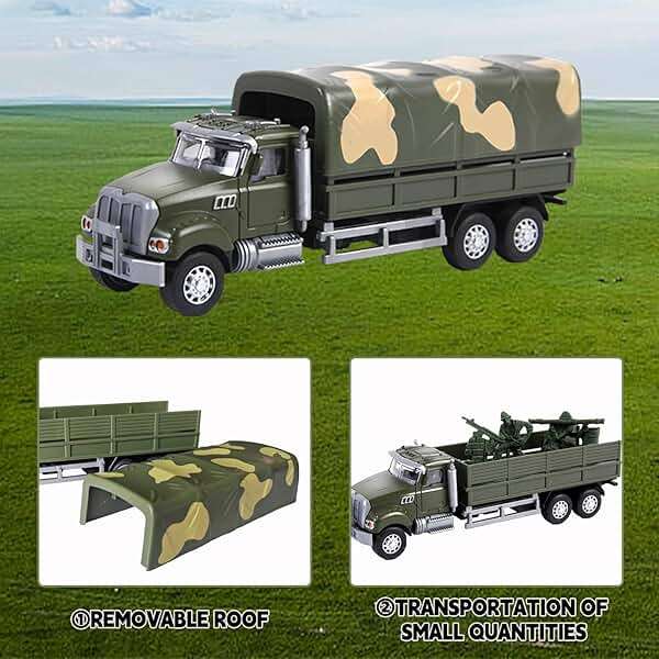 OTONOPI Military Vehicle Set Assorted Army Model Car Helicopter Submarine Tank Armored Car Panzer Transport Truck with Army Men Action Figures Soldiers Die Cast Alloy Metal Pull Back Toys for Kids - Image 5