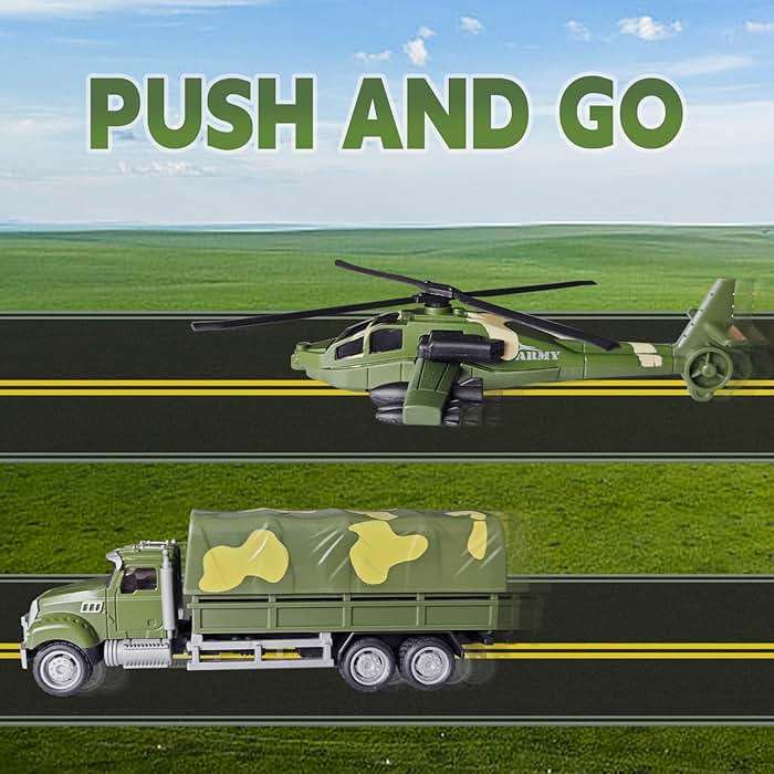 OTONOPI Military Vehicle Set Assorted Army Model Car Helicopter Submarine Tank Armored Car Panzer Transport Truck with Army Men Action Figures Soldiers Die Cast Alloy Metal Pull Back Toys for Kids - Image 6