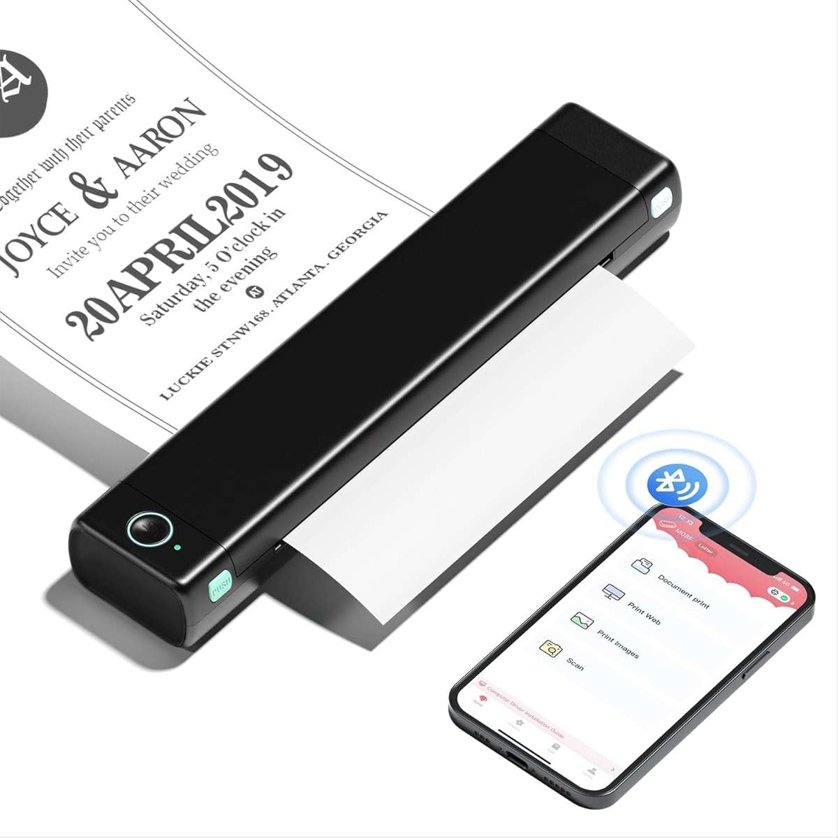 Phomemo Portable Printers Wireless for Travel, M08F Thermal Bluetooth Printer Support for 8.5"x11" US Letter, Small Inkless Printer Compatible with iOS, Android, Laptop for Car, Office, Home - Image 1