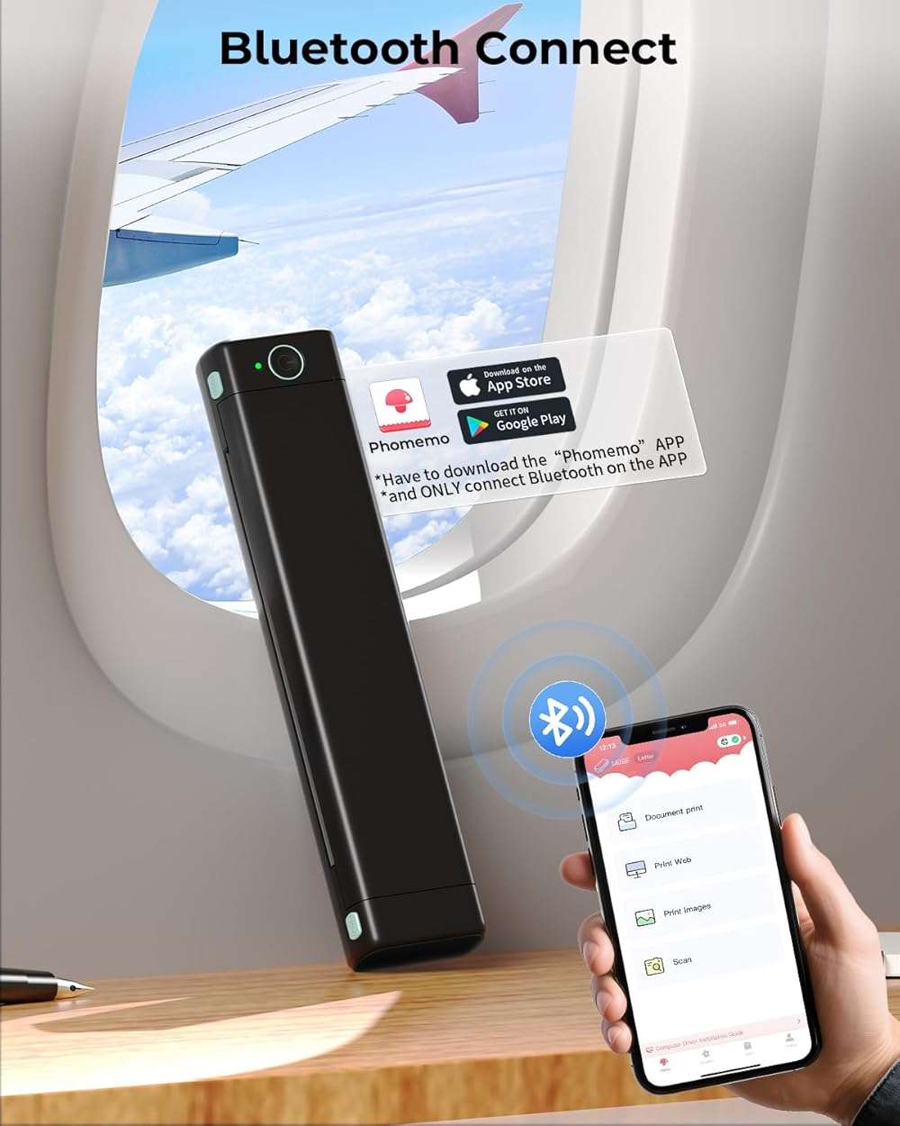 Phomemo Portable Printers Wireless for Travel, M08F Thermal Bluetooth Printer Support for 8.5"x11" US Letter, Small Inkless Printer Compatible with iOS, Android, Laptop for Car, Office, Home - Image 3