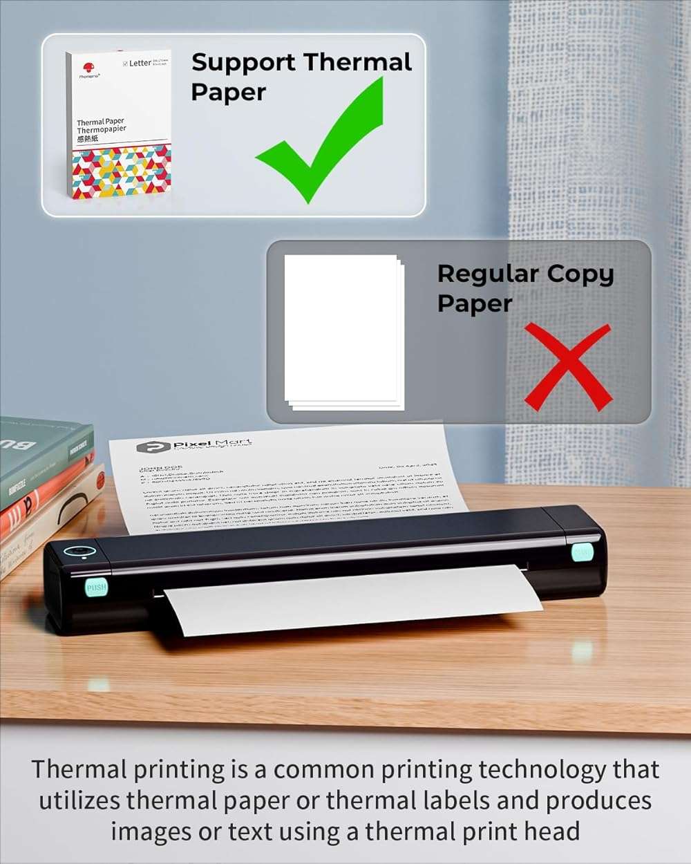 Phomemo Portable Printers Wireless for Travel, M08F Thermal Bluetooth Printer Support for 8.5"x11" US Letter, Small Inkless Printer Compatible with iOS, Android, Laptop for Car, Office, Home - Image 5