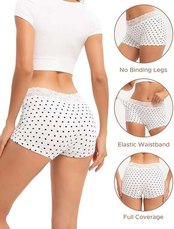 INNERSY Women's Lace Underwear Cotton Soft Boyshorts Panties Boxer Briefs 3-Pack - Image 2