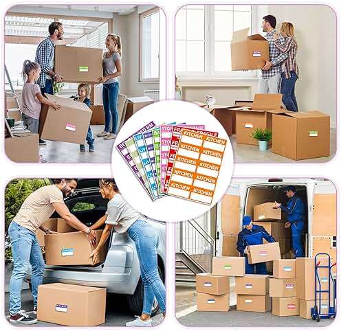 340 Home Moving Labels, 3.4 x 2 inches, 8-Color Coded Packing Box Stickers with Fragile and Blank Customizable Labels - Image 5