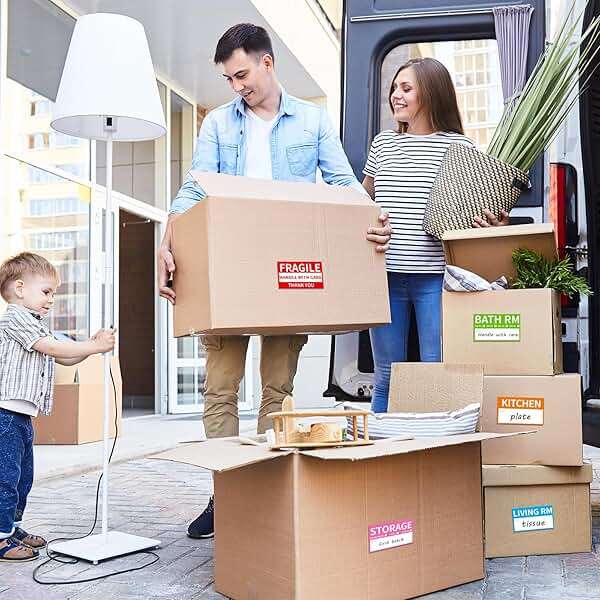 340 Home Moving Labels, 3.4 x 2 inches, 8-Color Coded Packing Box Stickers with Fragile and Blank Customizable Labels - Image 6