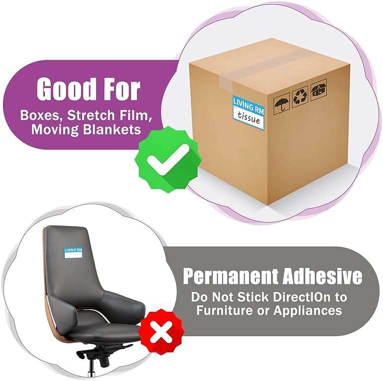 340 Home Moving Labels, 3.4 x 2 inches, 8-Color Coded Packing Box Stickers with Fragile and Blank Customizable Labels - Image 7