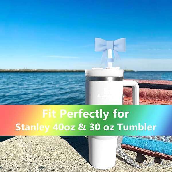 SEEZIZI 3 pcs Blue Bow Straw Covers Cap Toppers Compatible with Stanley 30&40 oz Tumbler Cups,Reusable Cute Silicone Straw Tips Lids Protectors for 0.4 in/10mm Stanley Cups Straws Accessories - Image 5