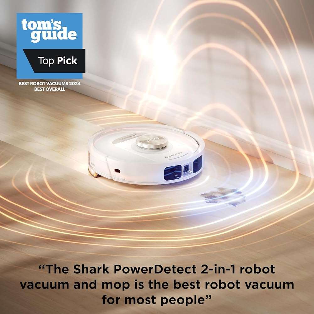 Shark PowerDetect | 2-in-1 Robot Vacuum & Mop for Carpets & Hard Floors | Powerful Suction & Mopping for Pet Hair | Self-Empty & Self-Clean NeverTouch Pro Base | 60-Day Capacity | White | AV2800ZE - Image 14